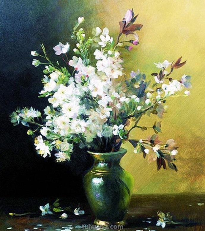 俄罗斯画家 Serguei Toutounov 花卉静物油画