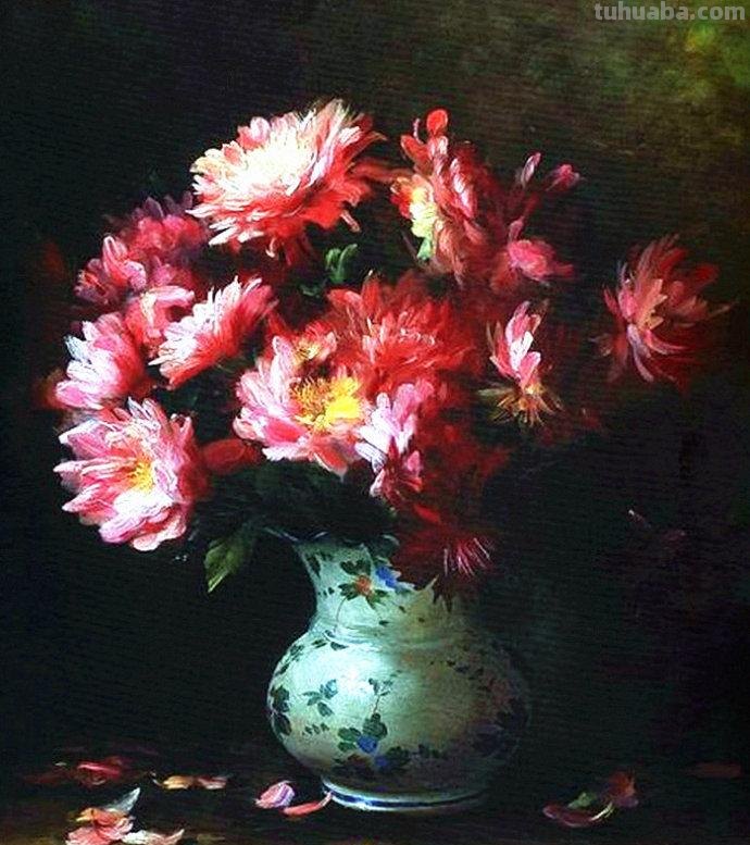 俄罗斯画家 Serguei Toutounov 花卉静物油画