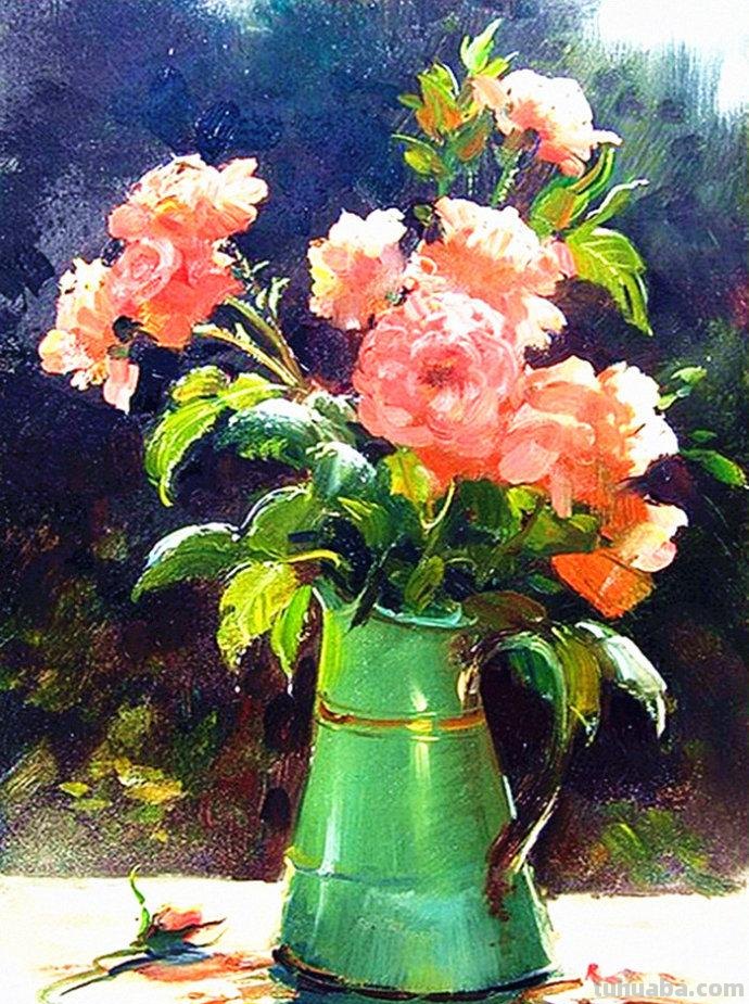 俄罗斯画家 Serguei Toutounov 花卉静物油画