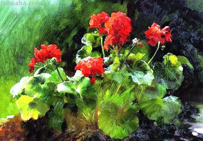 俄罗斯画家 Serguei Toutounov 花卉静物油画