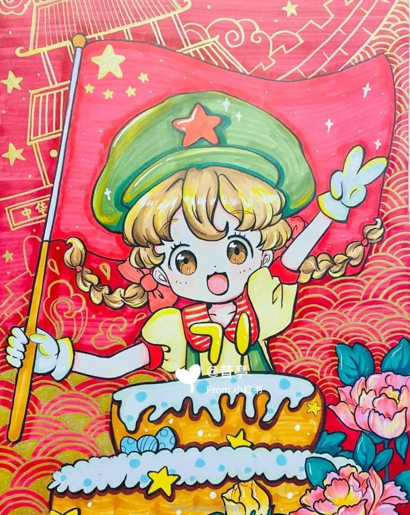 47张最新国庆节主题绘画，作品种类齐全！先收藏下来，以免找不到