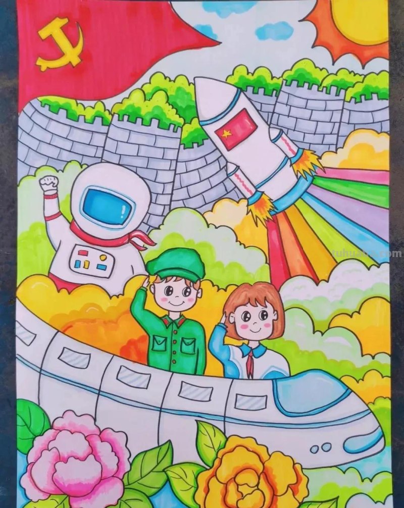 47张最新国庆节主题绘画，作品种类齐全！先收藏下来，以免找不到