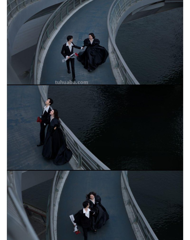 巴黎婚纱（华南总店）-黑色婚纱打造不一样的街拍时尚婚纱照