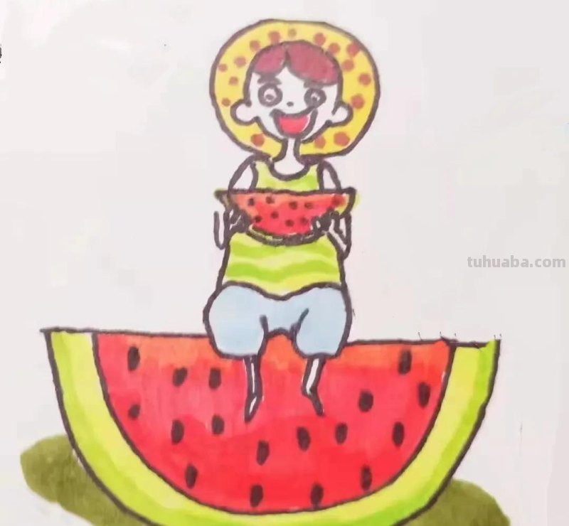 可爱的水果简笔画，儿童彩色画少儿美术简笔水果画