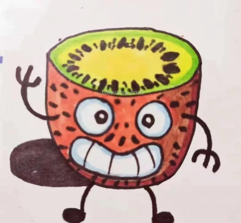 可爱的水果简笔画，儿童彩色画少儿美术简笔水果画