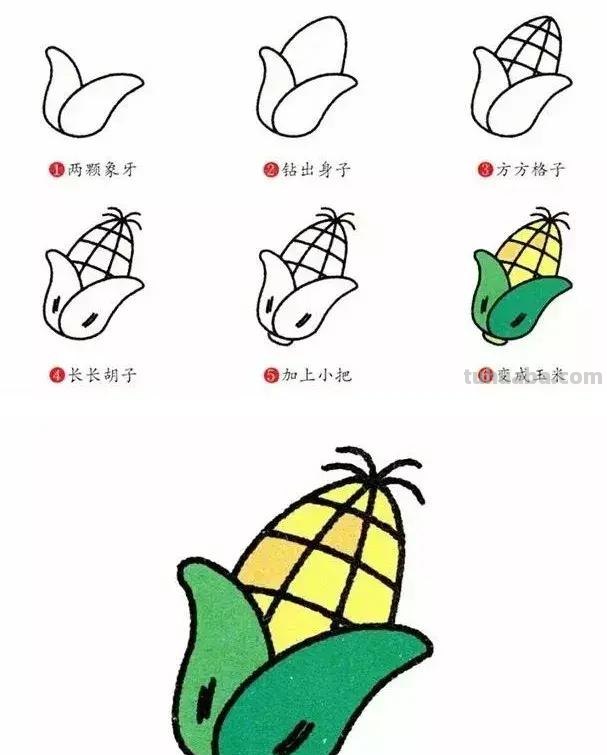 简笔画｜蔬菜简笔画系列，简单好画，一学就会，收藏好陪宝宝画
