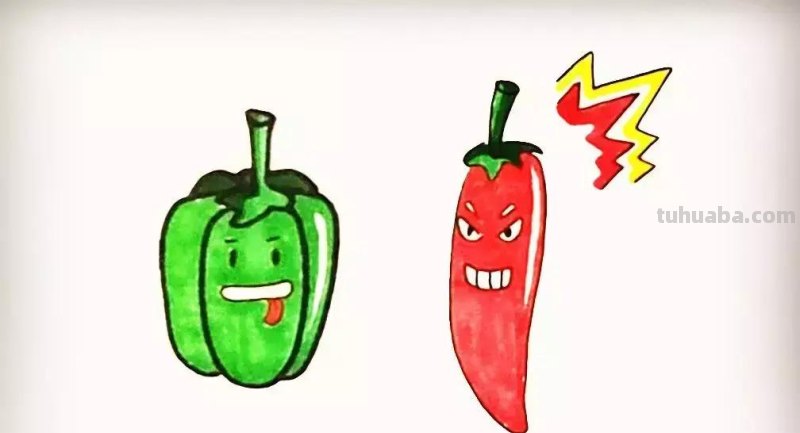 简笔画 - 儿童蔬菜简笔画教程：火爆的辣椒，家长收藏学习！