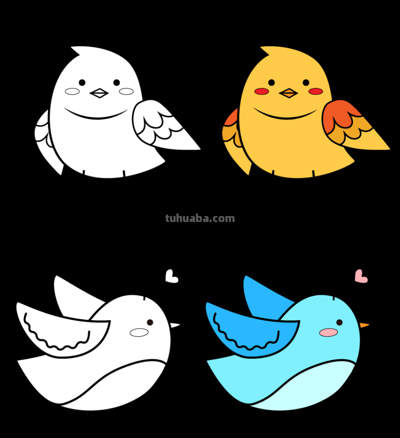 8只可爱的小鸟简笔画素材，初学者，简单实用