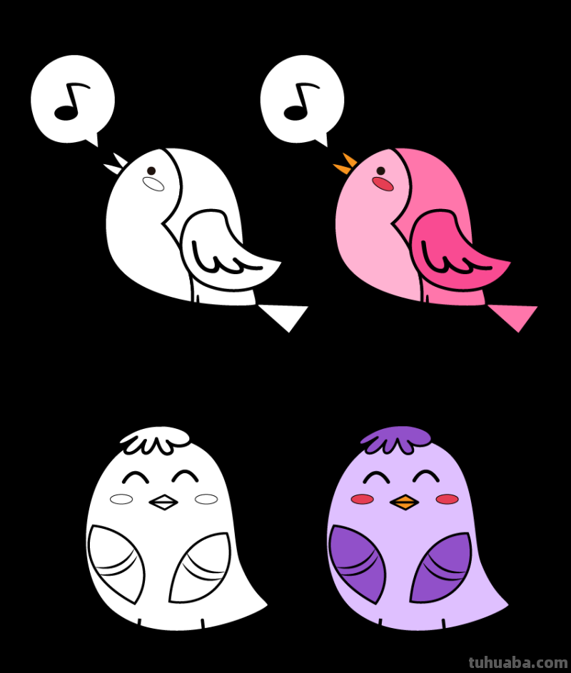 8只可爱的小鸟简笔画素材，初学者，简单实用