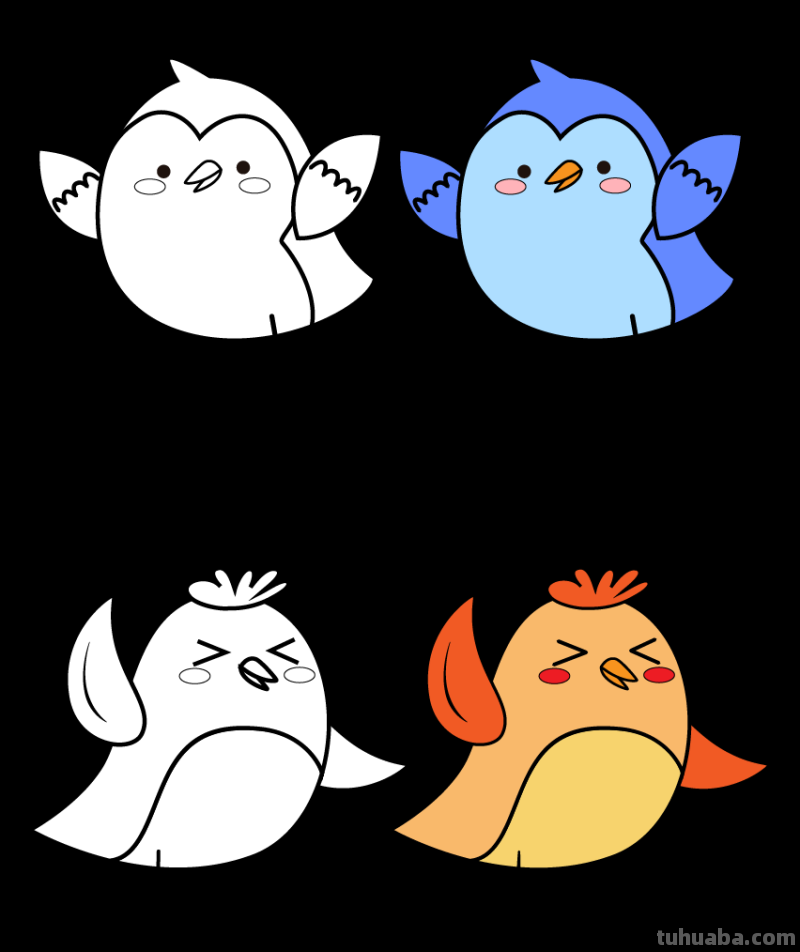 8只可爱的小鸟简笔画素材，初学者，简单实用