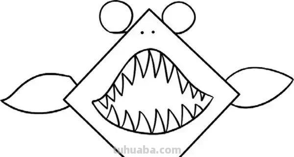 「儿童简笔画」大海里最凶猛的大白鲨的绘画步骤 「儿童简笔画」大海里最凶猛的大白鲨的绘画步骤