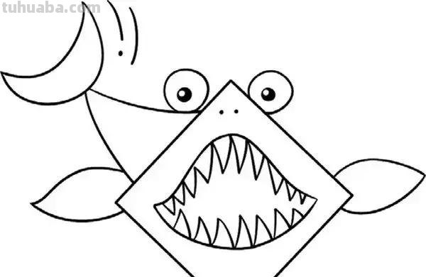 「儿童简笔画」大海里最凶猛的大白鲨的绘画步骤 「儿童简笔画」大海里最凶猛的大白鲨的绘画步骤