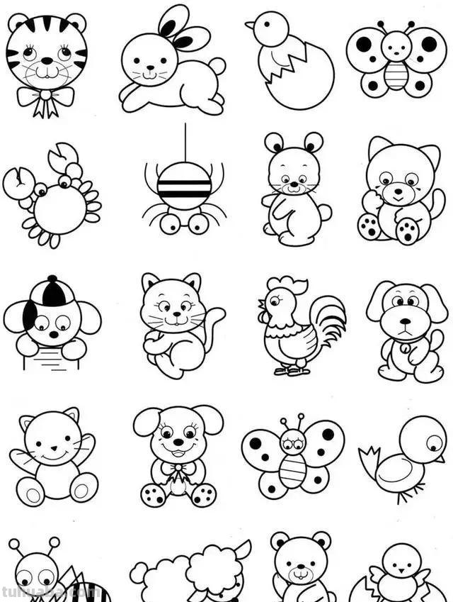 各种小动物的100种简笔画法，超级实用的素材