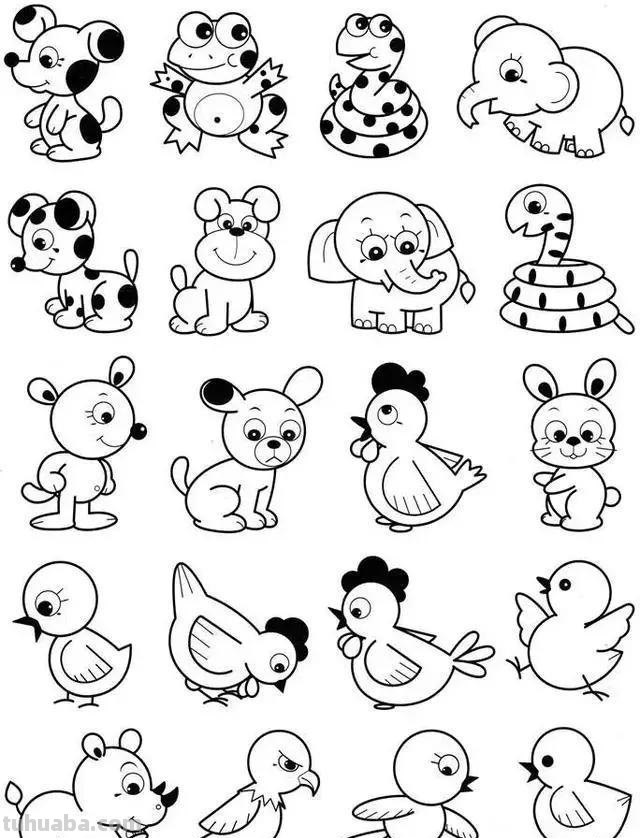 各种小动物的100种简笔画法，超级实用的素材