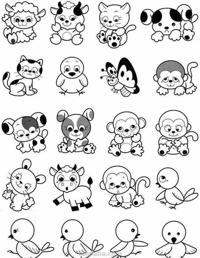 各种小动物的100种简笔画法，超级实用的素材
