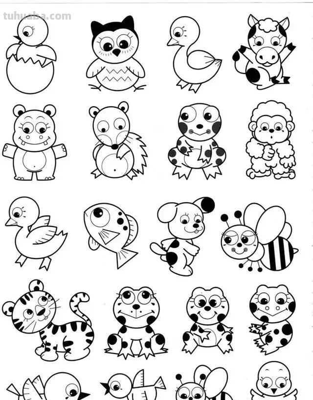 各种小动物的100种简笔画法，超级实用的素材