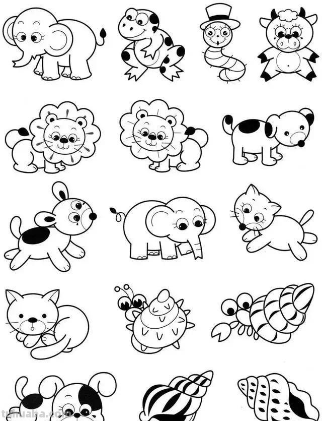 各种小动物的100种简笔画法，超级实用的素材