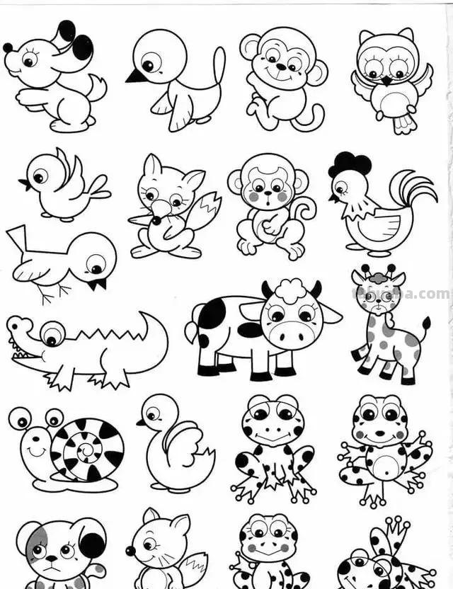 各种小动物的100种简笔画法，超级实用的素材
