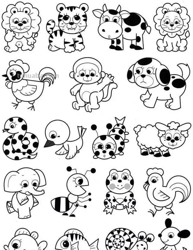 各种小动物的100种简笔画法，超级实用的素材