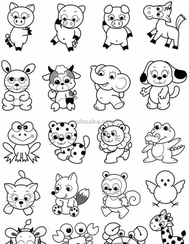 各种小动物的100种简笔画法，超级实用的素材