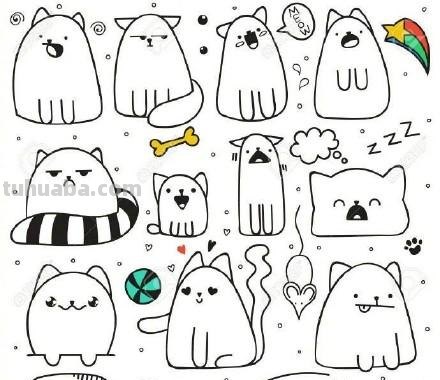 一大波简笔画猫的各种动作画法（素材）