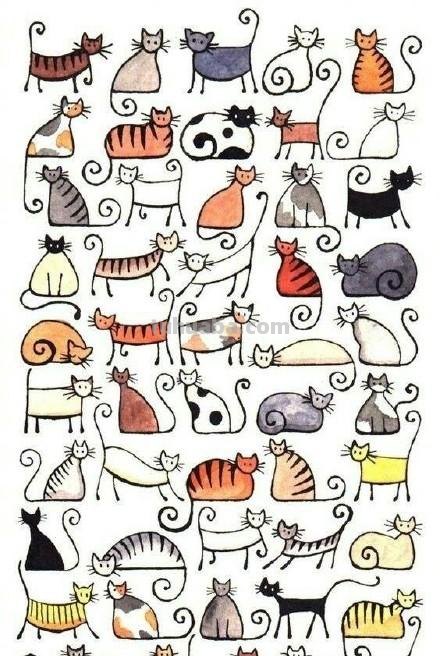 一大波简笔画猫的各种动作画法（素材）