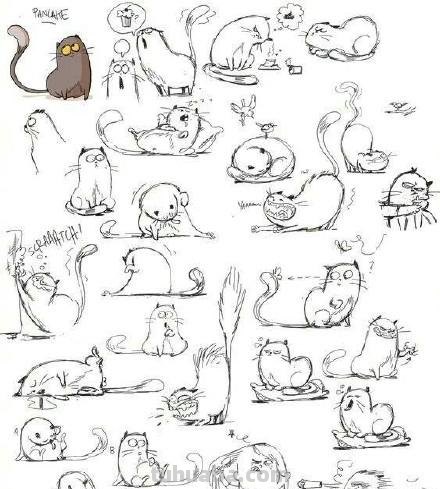 一大波简笔画猫的各种动作画法（素材）