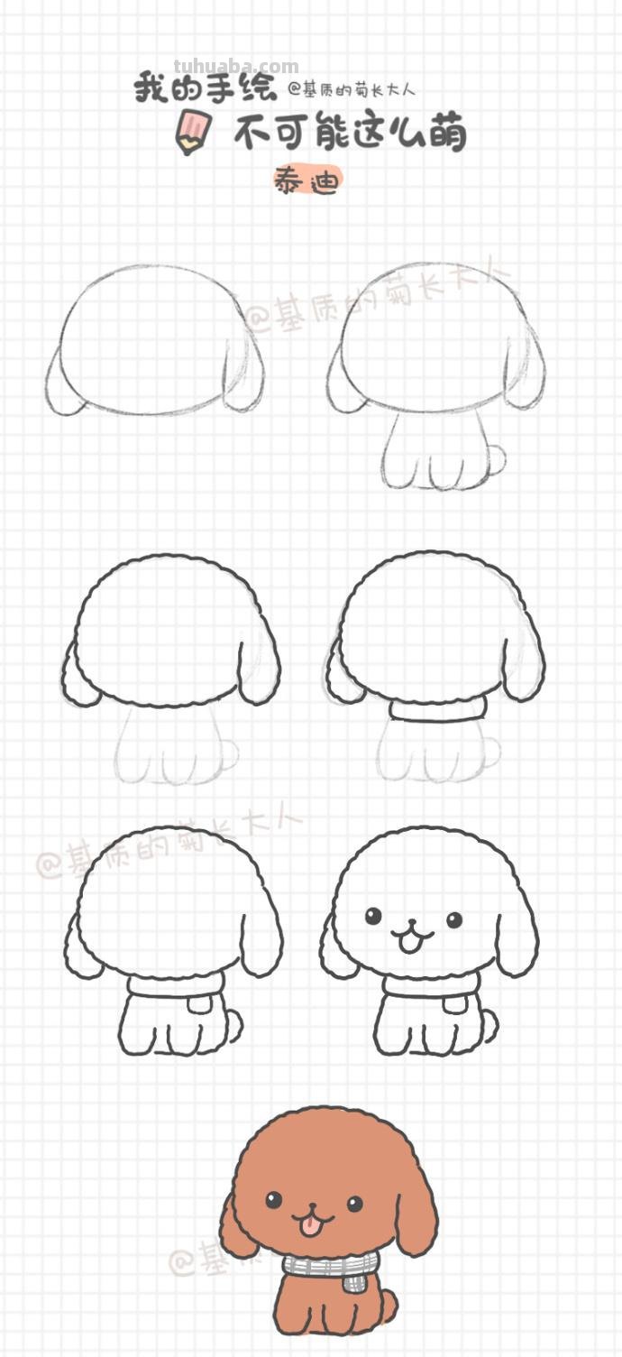 各种狗狗简笔画教程~