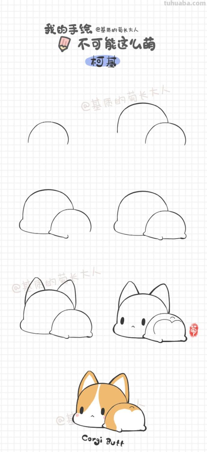 各种狗狗简笔画教程~