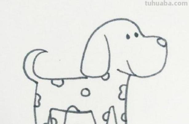 动物简笔画教程：斑点狗怎样画？简笔画步骤图，爱画画的小朋友看