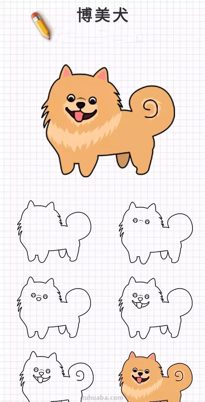简笔画｜20种狗狗画法大全，一学就会，你喜欢的都有哦，收藏