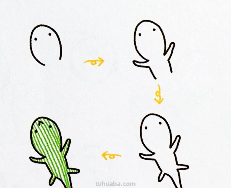 爱美术，爱动物，手帐中的简笔画-爬行动物