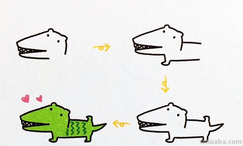 爱美术，爱动物，手帐中的简笔画-爬行动物