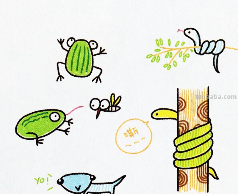 爱美术，爱动物，手帐中的简笔画-爬行动物