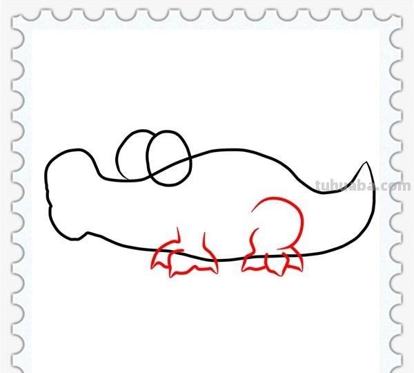 儿童简笔画精选-鳄鱼(Crocodile)的简笔画步骤