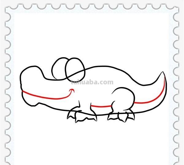 儿童简笔画精选-鳄鱼(Crocodile)的简笔画步骤