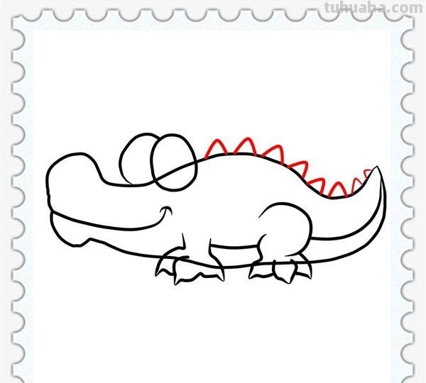 儿童简笔画精选-鳄鱼(Crocodile)的简笔画步骤