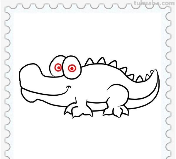 儿童简笔画精选-鳄鱼(Crocodile)的简笔画步骤