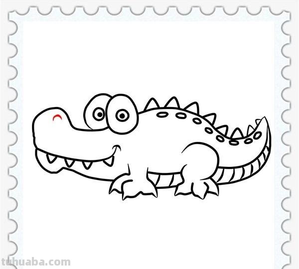 儿童简笔画精选-鳄鱼(Crocodile)的简笔画步骤
