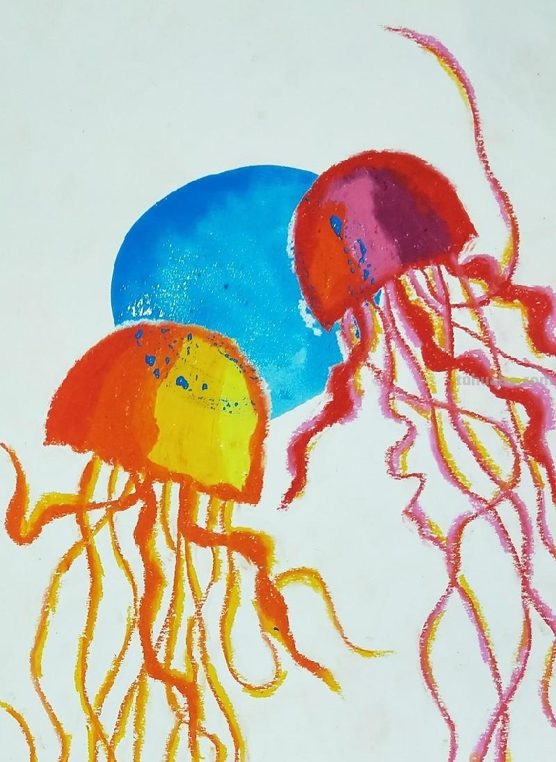 少儿美术(动物篇) ‖《水母》油水分离法的学习和运用 少儿美术(动物篇) ‖《水母》油水分离法的学习和运用