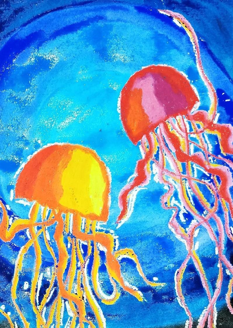 少儿美术(动物篇) ‖《水母》油水分离法的学习和运用 少儿美术(动物篇) ‖《水母》油水分离法的学习和运用