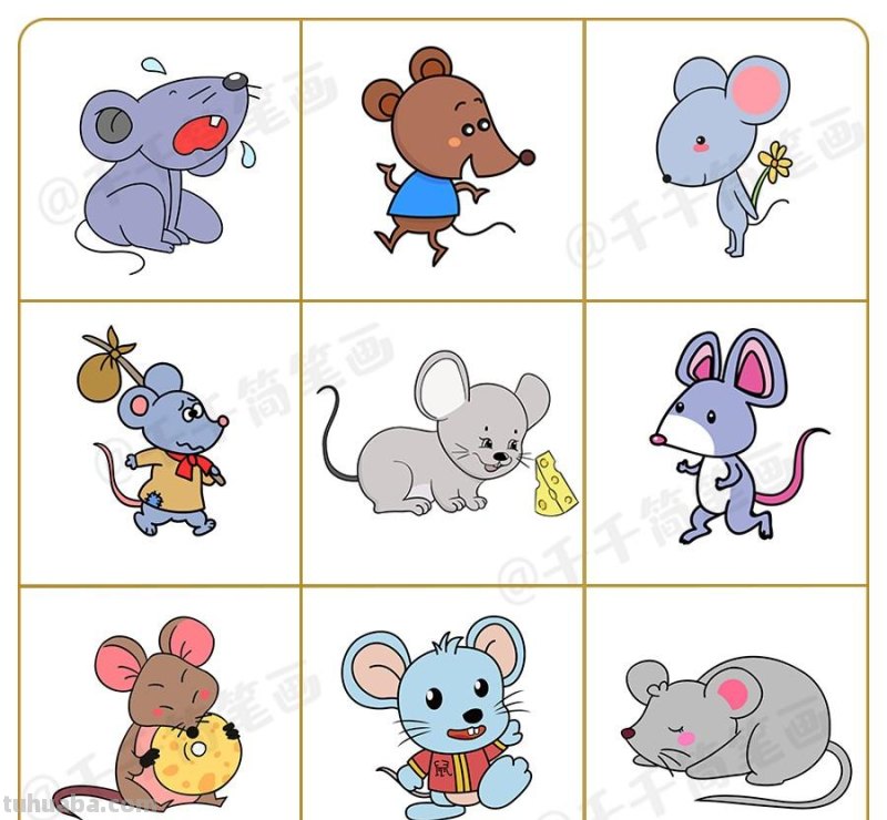 十二生肖动物简笔画素材大全，画法简单，小白也能学会画小动物