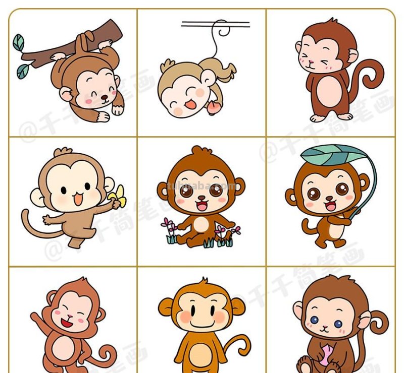 十二生肖动物简笔画素材大全，画法简单，小白也能学会画小动物