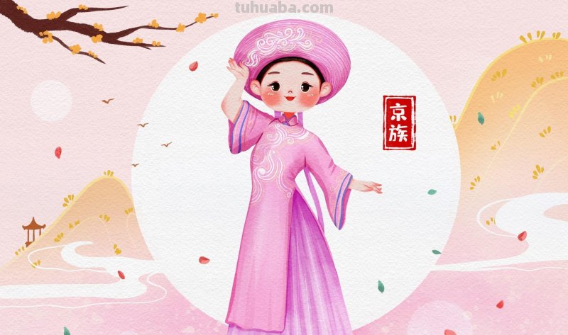 手绘插画｜56民族传统服饰手绘人物图