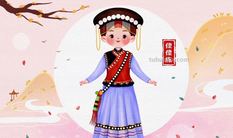 手绘插画｜56民族传统服饰手绘人物图