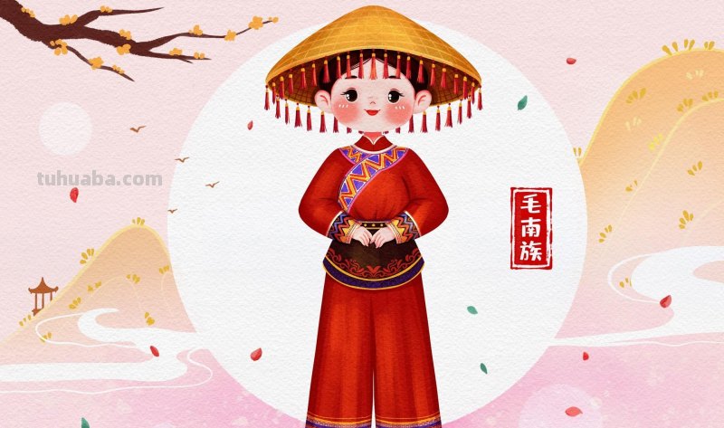手绘插画｜56民族传统服饰手绘人物图
