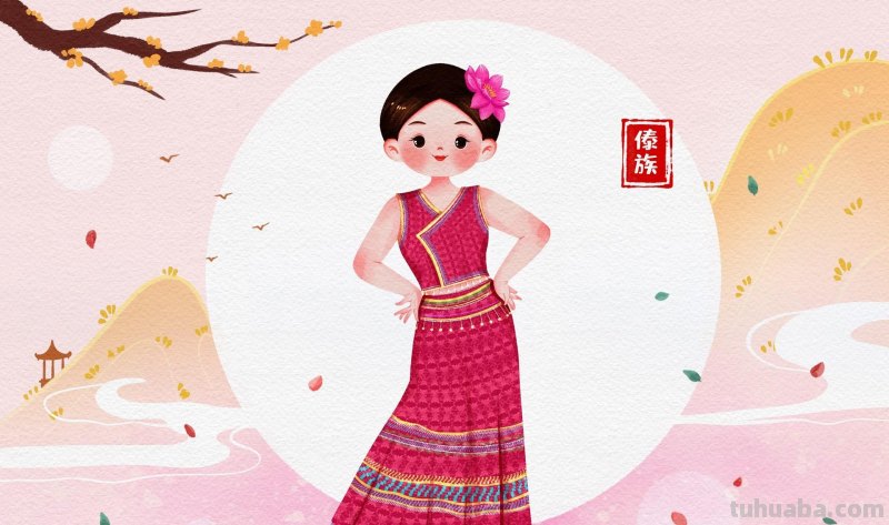 手绘插画｜56民族传统服饰手绘人物图