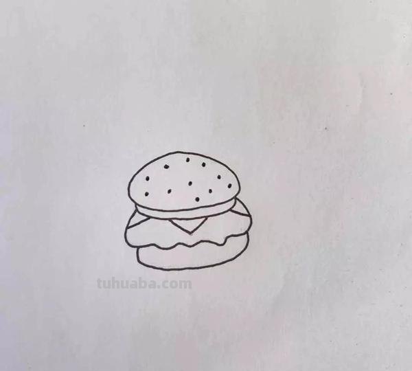 食物简笔画教程：好吃的汉堡包怎么画？画完垂涎欲滴