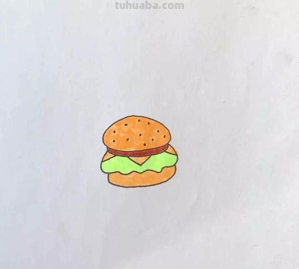 食物简笔画教程：好吃的汉堡包怎么画？画完垂涎欲滴