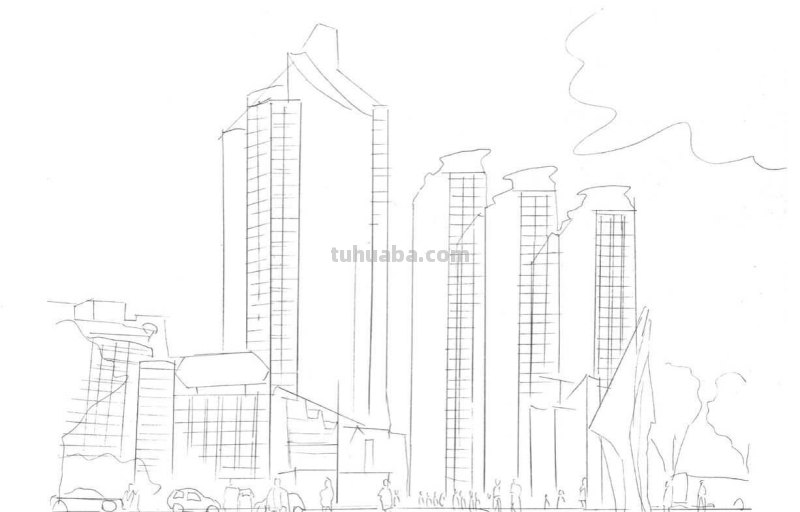 不会画高楼画法？分步骤教你画，看起来很难画，其实画起来很简单